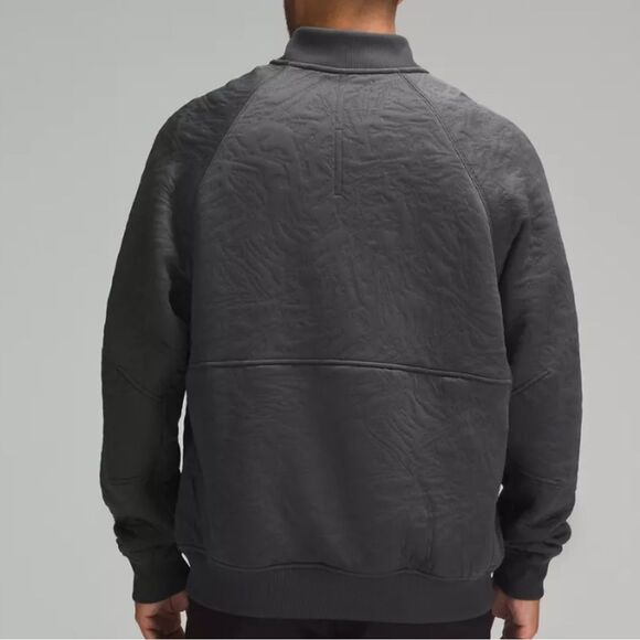 Lululemon Men’s Rare Packable Dark Gray Jacquard Knit Bomber Jacket - M - EUC - Picture 3 of 14